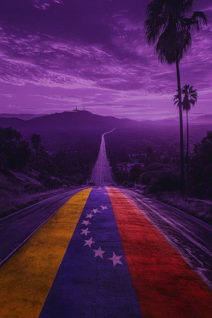 Carretera con la bandera de Venezuela